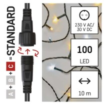 Standard LED spojovacia vianočná reťaz blikajúca, 10 m, vonkajšia, teplá/studená biela