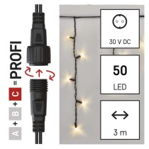 Profi LED sorolható füzér, fekete – jégcsapok, 3 m, kültéri, meleg fehér