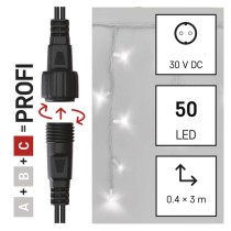 Profi LED spojovacia reťaz preblikujúca biela – cencúle, 3 m, vonk., studená biela