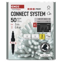 Oświetlenie łączone Profi- sople 50 LED 3m zimna biel, biały błyszcz. przewód IP44