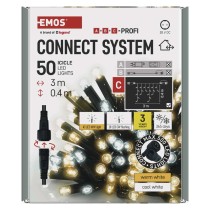 Oświetlenie łączone Profi- sople 50LED 3m, ciepła biel+zimna biel miga, czarny, IP44 