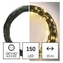 LED karácsonyi nano fényfüzér, zöld, 15 m, kültéri és beltéri, meleg fehér, időzítő