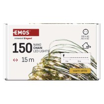 LED karácsonyi nano fényfüzér, zöld, 15 m, kültéri és beltéri, meleg fehér, időzítő