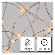 LED vánoční nano řetěz, 1,9 m, 2x AA, vnitřní, teplá bílá, časovač