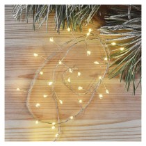 Dekoracje - 100LED small nano łezki, jeżyk, 2,4m 3xAA ciepła biel, sreb przew, IP20, timer