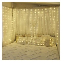 LED vánoční drop řetěz – záclona, 1,7x2 m, venkovní i vnitřní, teplá bílá, programy