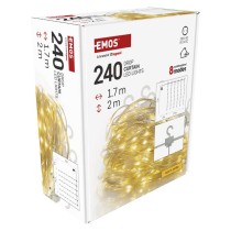 Dekoracje - 240 LED drop kurtyna 1,7x2m ciepła biel, 8 programów, IP44