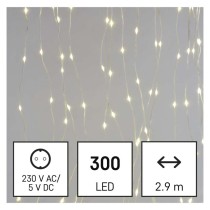 LED vánoční drop řetěz – záclona, 2,9x1,5 m, venkovní i vnitřní, teplá bílá, programy