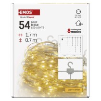 Dekoracje - 54LED drop łezki 1,7m ciepła biel, 8 programów, IP44