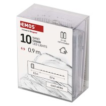 Dekoracje - 10 LED nano łezki 0,9m 2x AA zimna biel, srebrny przewód, IP20 timer