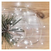 Dekoracje - 100LED small nano łezki, jeżyk, 2,4m 3xAA zimna biel, sreb przew, IP20, timer