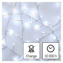 Dekoracje - 100LED small nano łezki, jeżyk, 2,4m 3xAA zimna biel, sreb przew, IP20, timer