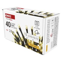 Lampki choinkowe Classic 40 LED 2,8m 3x AA, ciepła biel, czarny, IP44, timer