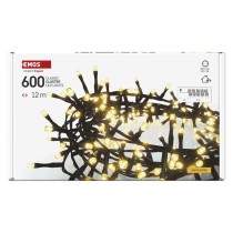Lampki choinkowe LED Classic Cluster, jeżyk, 600LED 12m, ciepła biel, czarny, IP44, timer