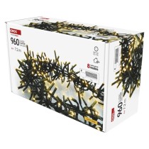 Lampki choinkowe LED Cluster, jeżyk, 960LED 7,2m, ciepła biel, 64 programów, IP44 timer