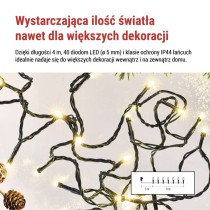 Lampki choinkowe Classic 40 LED 4m ciepła biel, zielony przewód, IP44, 8 programów, timer