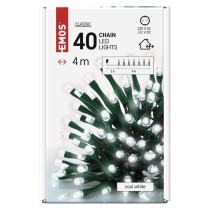 LED vánoční řetěz, 4 m, venkovní i vnitřní, studená bílá, časovač