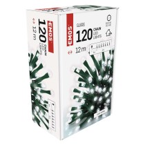 LED Ziemassvētku virtene, 12 m, lietošanai ārā un iekštelpās, auksti balta, ar taimeru