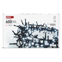 Lampki choinkowe LED Classic Cluster, jeżyk, 600LED 12m, zimna biel, czarny, IP44, timer