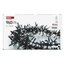 Lampki choinkowe LED Cluster, jeżyk, 960LED 7,2m, zimna biel, 64 programów, timer