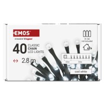 LED vánoční řetěz, 2,8 m, 3x AA, venkovní i vnitřní, studená bílá, časovač