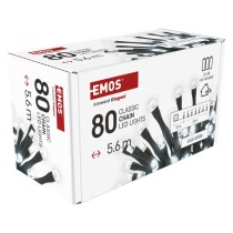 LED karácsonyi fényfüzér, 5,6 m, 3x AA, kültéri és beltéri, hideg fehér, időzítő