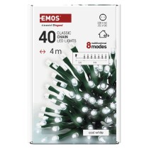 LED karácsonyi fényfüzér, 4 m, kültéri és beltéri, hideg fehér, progr, időz.