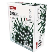 Lampki choinkowe Classic 180 LED 18m zimna biel, zielony przewód, IP44, 8 programów, timer