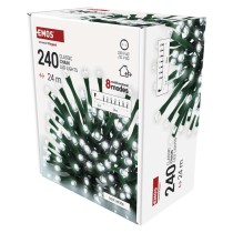 Lampki choinkowe Classic 240 LED 24m zimna biel, zielony przewód, IP44, 8 programów, timer