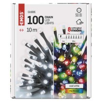Lampki choinkowe 100LED 10m, 2 w 1 zimna biel lub multikolor, czarny, 8 programów, IP44
