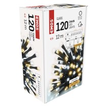 LED Ziemassvētku virtene, 12 m, liet. ārā un iekštelpās, silti/auksti balta, ar taimeru