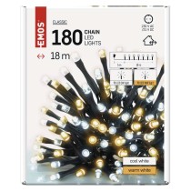 Lampki choinkowe Classic 180 LED 18m ciepła + zimna biel, zielony przewód, IP44, timer
