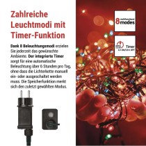 LED Weihnachtliche Lichterkette, 4 m, Außen/Innen, Multicolor, Programme, Timer