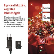 LED karácsonyi fényfüzér, 8 m, kültéri és beltéri, többszínű, progr, időz.