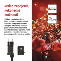 LED vianočná reťaz, 8 m, vonkajšia aj vnútorná, multicolor, programy, časovač