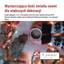Lampki choinkowe Classic 120 LED 12m multikolor, ziel. przew., IP44, 8 programów, timer