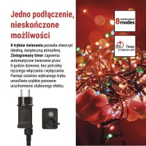 Lampki choinkowe Classic 120 LED 12m multikolor, ziel. przew., IP44, 8 programów, timer