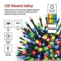 LED vánoční řetěz, 18 m, venkovní i vnitřní, multicolor, programy, časovač