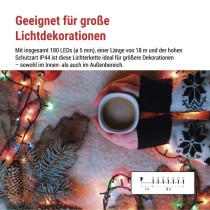 LED Weihnachtliche Lichterkette, 18 m, Außen/Innen, Multicolor, Programme, Timer