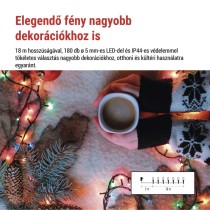 LED karácsonyi fényfüzér, 18 m, kültéri és beltéri, többszínű, progr, időz.