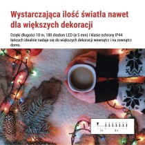 Lampki choinkowe Classic 180 LED 18m multikolor, ziel. przew., IP44, 8 programów, timer