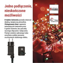 Lampki choinkowe Classic 180 LED 18m multikolor, ziel. przew., IP44, 8 programów, timer