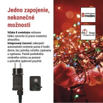 LED vianočná reťaz, 18 m, vonkajšia aj vnútorná, multicolor, programy, časovač