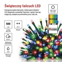 Lampki choinkowe Classic 500 LED 50m multikolor, ziel. przewód, IP44, 8 programów, timer