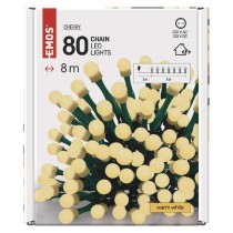Lampki choinkowe 80 LED cherry 8m , ciepła biel, zielony przewód, IP44, timer