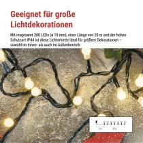 LED Weihnachtslichterkette Cherry – Kugeln, 20 m, Außen und Innen,warmweiß,Programme,Timer