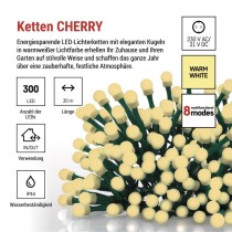 LED Weihnachtslichterkette Cherry – Kugeln, 30 m, Außen und Innen,warmweiß,Programme,Timer
