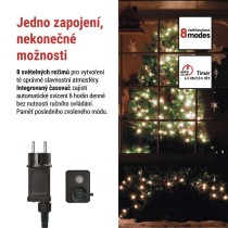 LED vánoční cherry řetěz – kuličky, 20 m, venkovní i vnitřní,studená bílá,programy,časovač