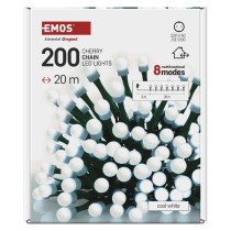 LED vánoční cherry řetěz – kuličky, 20 m, venkovní i vnitřní,studená bílá,programy,časovač