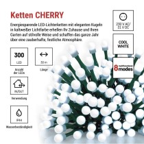 LED Weihnachtslichterkette Cherry – Kugeln, 30 m, Außen und Innen,kaltweiß,Programme,Timer